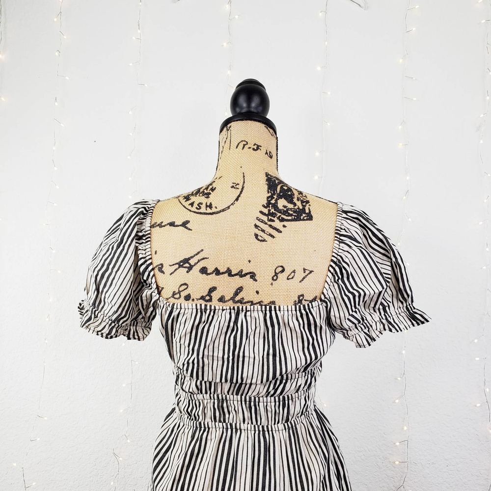 Show Me Your MuMu Sandra Smocked Off The Shoulder Striped Mini Dress Small - Picture 6 of 9
